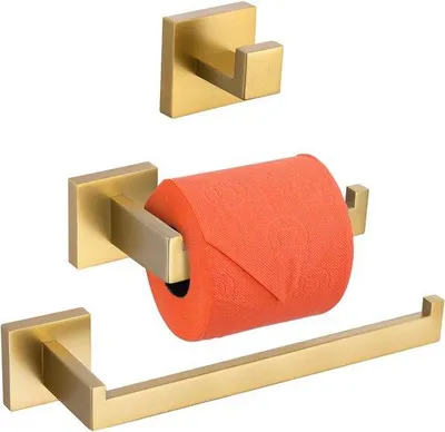 Productafbeelding van Badkameraccessoireset - RVS - 3-delig - Geborsteld goud