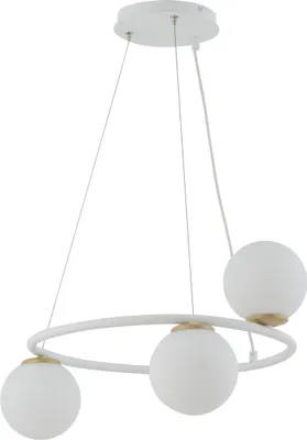 Zdjęcie produktu dla Lampa wisząca dekoracyjna nowoczesna biały ring trzy szklane białe kule Gama Koło 3xG9 12W Sigma Lighting