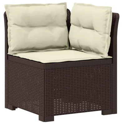 Image de vidaXL : Canapé de jardin pour 1 personne avec coussins, imitation rotin, en plastique PP, couleur marron