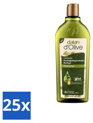 Obrázok produktu pre 25 kusov hydratačného a vyživujúceho sprchového gélu Dalan d'Olive – 400 ml – výhodný balík