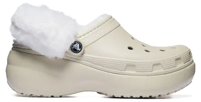 Imagen del producto de Crocs Classic Platform, zapatillas tipo sandalia con plataforma, forradas, color beige, modelo para mujer, referencia 212854-2Y2
