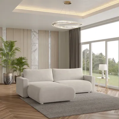 Produktbild von Masseno Ecksofa TURIN N mit Schlaffunktion L-Form, Sofa mit Bettkasten, Wohnzimmersofa, Couch, Soffa, Bettsofa, Couchgarnitur- Creme, NOW OR NEVER 02