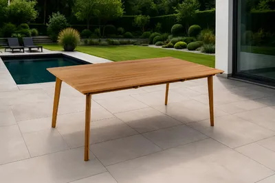 Produktbild von Gartentisch Outdoor massiv Teakholz 180 x 100 wetterfest & robust HARRY