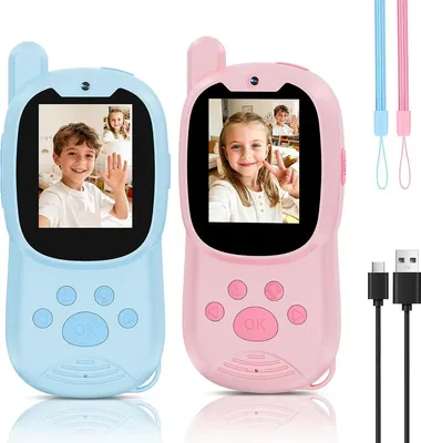 Produktbild von 2er-Set Video-Walkie-Talkies, wiederaufladbare Zwei-Wege-Video-Gegensprechanlage mit HD-Bildschirm und Sprachfunktionen für Kinder