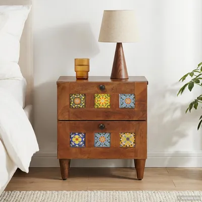 Obrázok produktu pre vidaXL Nočný stolík hnedý 40 x 33 x 46 cm z masívneho mangového dreva