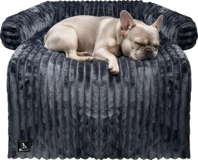 Produktbild von Sofaauflage für Hunde und Katzen, Anthrazit, Cord, 102x85cm, Sofaschutz mit erhöhtem Rand, wasserdicht, maschinenwaschbar