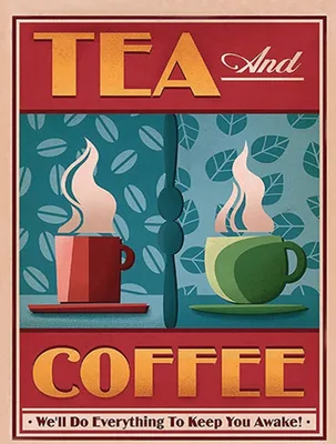 Produktbild von vianmo Holzschild 40x30 cm Trinken Tea and Coffee Tee und Kaffee