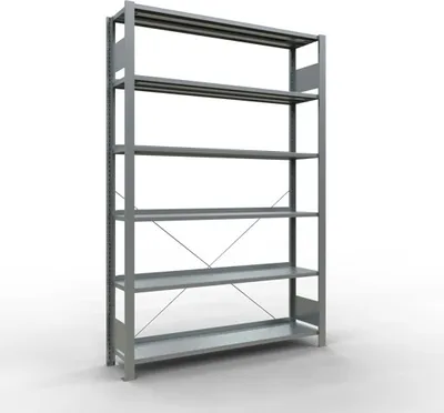 Produktbild von Schulte Büro-Fachbodenregal MULTIplus85 Stecksystem mit Anschlagleiste | Grundregal | Fachlast 85kg | HxBxT 200x130x30cm | 6 Ebenen | Einseitig nutzbar | Verzinkt