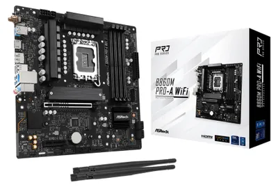 Produktbild von Asrock B860M Pro-A WiFi, Intel, LGA 1851 (Socket V1), DDR5-SDRAM, 256 GB, DIMM, Zweikanalig