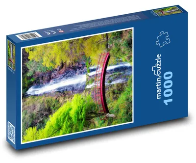 Obrázek produktu pro Puzzle 1000 Červený most u vodopádu - martinpuzzle