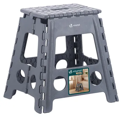 Produktbild von VOUNOT® Klapphocker Faltbar Rutschfester Tritthocker mit Tragegriff 39 x 32 x 40 cm Grau