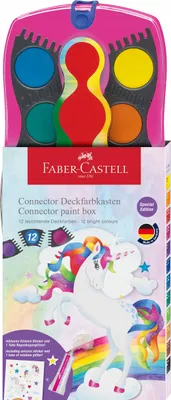Immagine prodotto di Faber Castell 125002 Acquerelli Unicorn Scatola 12 Colori Tubetto Glitter E Stickers