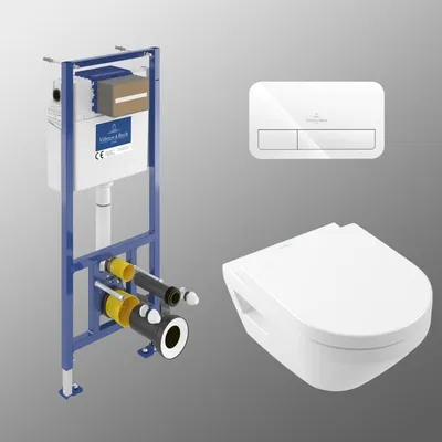 Produktbild von Villeroy & Boch Architectura WC-Set TwistFlush, mit Vorwandelement und Betätigungsplatte