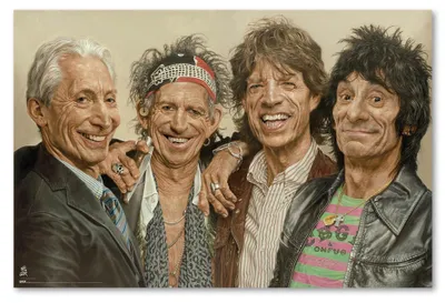 Imagen del producto de Póster del logo de The Rolling Stones, caricatura de Sebastian Krüger, 91,5 x 61 cm
