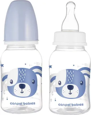 Obrázok produktu pre Canpol Babies Cute Animals Butelka 120 ml standardowa niebieska 11/851_BLU, 1 sztuka