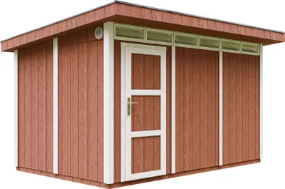 Produktbild von Gartenhaus  8,7m² mit Boden und Bitumenfliesen - Geräteschuppen B411xL279xH239 cm - Gartenhütte TIMBELA M904 - REDWOOD RED