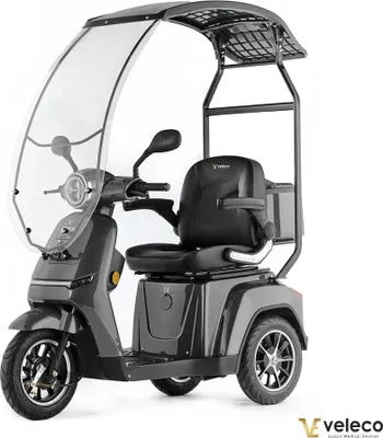 Image de Veleco Turris VELECO TURRIS avec toit - scooter de mobilité à 3 roues - lumières LED complètes - écran à fort contraste - système d'alarme (gris)