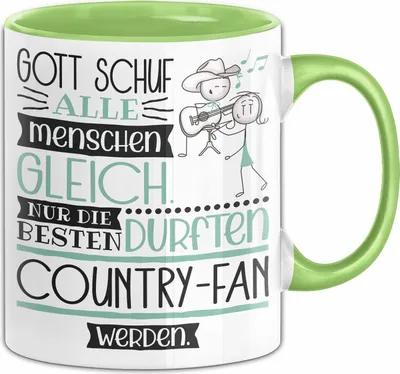 Produktbild von Country-Fan Geschenk Becher Tasse Gott Schuf Alle Menschen Gleich Nur Die Besten Durfeten Country-Fan Werden Geschenkidee Lustig (Grün)