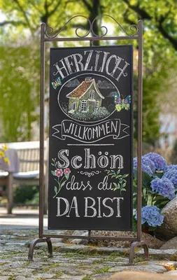 Produktbild von Tafel "Arabeske" aus Metall, Antik braun, Kreidetafel, Kundenstopper