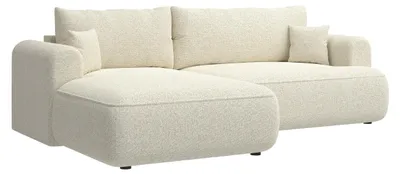 Image de Selsey Ovo - Canapé d'angle en L avec fonction sommeil, beige clair, côté gauche