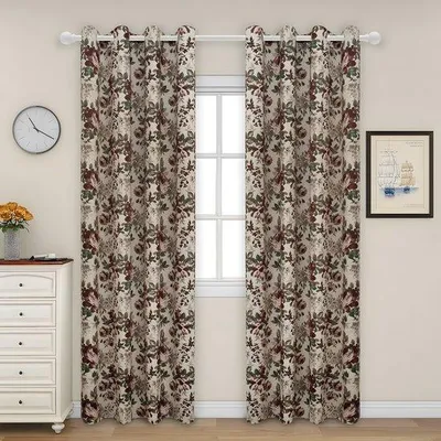 Obrázek produktu pro Záclony do obývacího pokoje – červené a zelené, 140 x 160 cm, 2 kusy