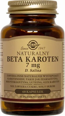 Obrázok produktu pre Prírodný betakarotén 7 mg D. Salina Beta-karotén 60 kapsúl SOLGAR