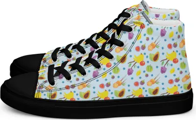 Produktbild von Mr. & Mrs. Panda Damen Sneaker Black Edition Obst Korb Größe 39 - Blau - Geschenk, Muster, Schwarzer, Frucht, Schwarze, Obstkorb, Schwarz, Früchte, Sneakers