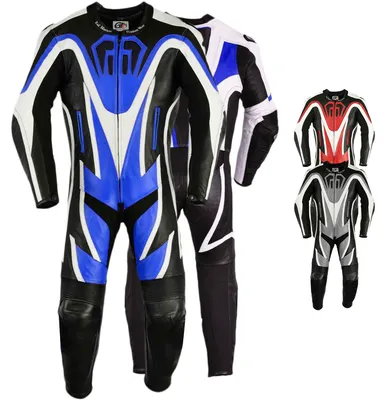 Produktbild von Einteiler Motorradkombi Motorrad Lederkombi aus Rindsleder echtleder Kombi , Größe:54/XL, Farbe:Blau