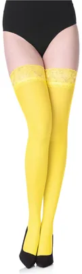 Produktbild von Merry Style Damen halterlose Mikrofaser 40 DEN Strümpfe mit Spitze MS 791 (Canarinio-791, XS-S (32-38))