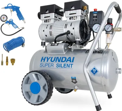 Produktbild von HYUNDAI Silent Kompressor SAC55752 SET (8 bar, 24L, ÖLFREI, 59 dB, 0.75 kW / 1.0 PS)