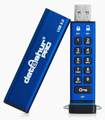 Produktbild von iStorage datAshur Pro USB3 256-bit 64GB, 64 GB, USB Typ-A, 3.2 Gen 1 (3.1 Gen 1), 170 MB/s, Schutzhülle, Blau