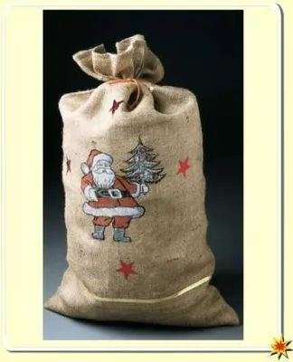 Produktbild von Weihnachtsmann-Sack 70 x 50 cm mit Motiv bedruckt Jutesack für Geschenke
