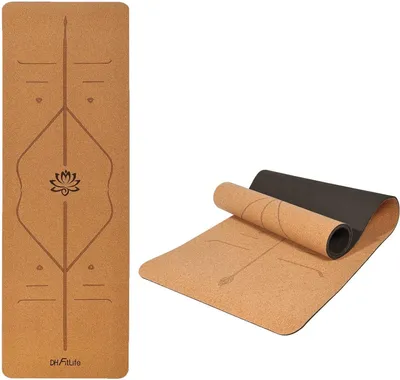 Immagine prodotto di Tappetino da yoga, dimensioni 183 x 61 x 0,6 cm, realizzato in sughero e TPE, tappetino sportivo antiscivolo, ideale per il fitness