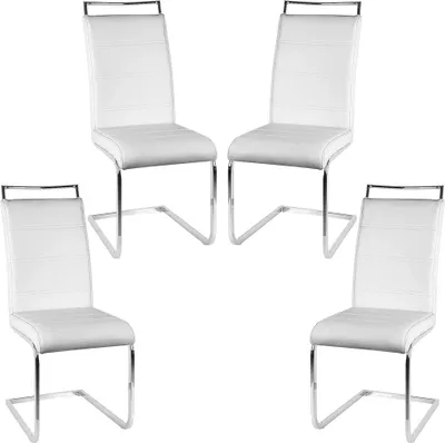 Produktbild von 4er Set Esszimmerstühle Stühle  Freischwinger Stühle Bow Esstischstuhl Küchenstuhl Barstuhl - hohe Rückenlehne,Weiß