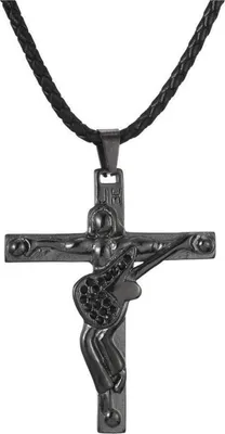 Image de Collier avec pendentif en forme de croix de guitare, en acier inoxydable, argenté/doré/noir, pour femmes et hommes, souvenir pour les fans, cadeau