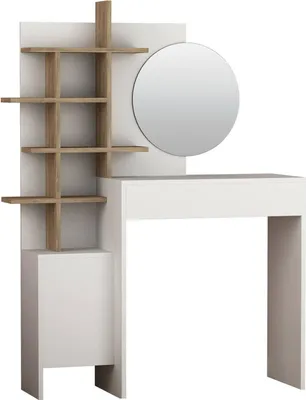 Produktbild von Dmora Konsole Weiß 35x35x151 cm, Spiegel inklusive, 2 Regale