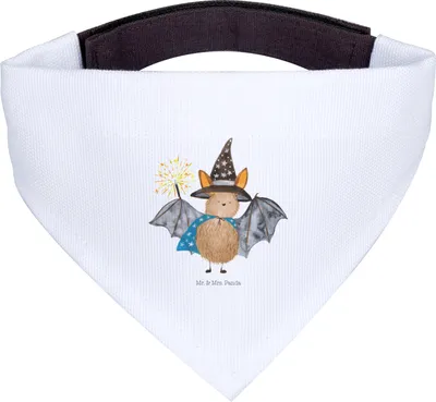 Produktbild von Mr. & Mrs. Panda Hunde Halstuch Fledermaus Zauberer - Weiß - Geschenk, Frauen, Lustige Sprüche, Hundeschal, Reinsteigern, Hundehalstuch, Hund, Fledermäuse, Für, Magier