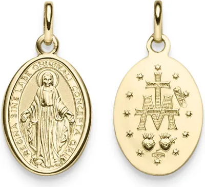 Produktbild von Anhänger 18x11,5mm Amulett mit Madonna Gravur Schrift 585 Gold Gelbgold