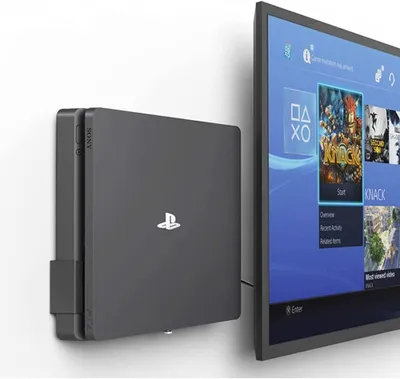 Productafbeelding van Nieuwe muurbeugel voor PS - 4 slank - Dichtbij of achter tv - Ruimtebesparend - Aangepast om perfect te passen PlayStation4 slank