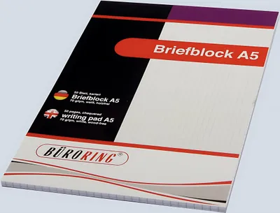 Produktbild von Büroring Briefblock, DIN A5, 50 Blatt, kariert, holzfrei, weiß, 70g/qm
