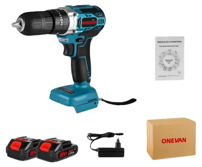 Image de Perceuse électrique sans fil, moteur sans balais de 1 000 W, outil électrique polyvalent, 2 batteries, prise 1EU, UE