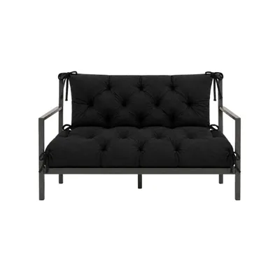 Produktbild von VBChome Bankauflage 150 cm mit Rückenlehne Polyester Füllung aus Schaumstoffgranulat Weich Gesteppt Pflegeleicht (Schwarz 150 x 90 x 10 cm)