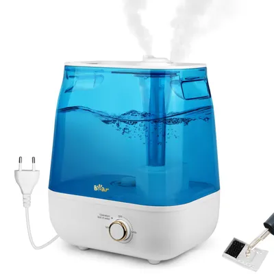 Productafbeelding van 6 liter topvulling, twee uitlaatsproeiers, luchtbevochtiger, ergonomische draaggreep, met aromatherapiebakje, 360° draaibare stoomsproeier