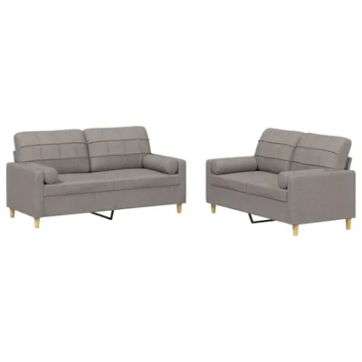 Image de vidaXL Ensemble de canapés 2 pièces avec coussins Tissu Taupe