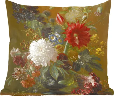 Produktbild von MuchoWow® Zierkissen Sofakissen Wohnzimmer Dekokissen 50x50 cm Stilleben - Gemälde von G.J.J Van Os - Komfort - Sofakissen