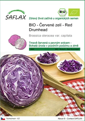 Obrázek produktu pro SAFLAX - BIO - Červené zelí - Red Drumhead - Brassica oleracea var. capitata - 250 Semena