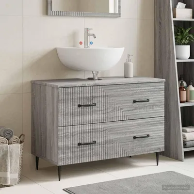 Imagen del producto de Maison Exclusive - Mueble para lavabo modelo HAARLEM, color gris Sonoma, dimensiones 82 x 41 x 58,5 cm