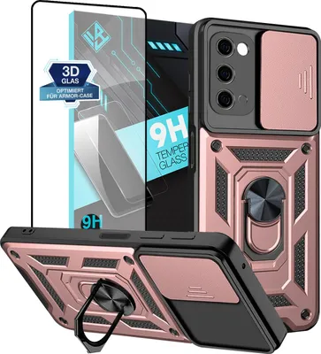 Produktbild von Armor Handyhülle für Samsung Galaxy S20 mit 9H Displayglas Displayschutz Kameraschutz Handy Panzer Case Cover Schutzhülle Outdoor Farbe: Rosegold