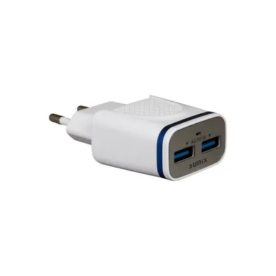Produktbild von Sunix 2.1A Schnell Ladegerät Netzteil Dual Port 2x USB Reiseladegerät + 1.2M Typ-C Ladekabel Datenkabel Kabel weiß