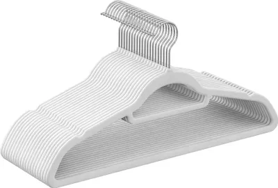 Produktbild von SONGMICS Samt-Kleiderbügel, 20 Stück, Anti-Rutsch, Jackenbügel, 0,6 cm Dicke, Anzugbügel, platzsparend, um 360° drehbarer Haken, 45 cm lang, für Jacken, Mäntel, Röcke, Hemden, Hosen, weiß CRF020W01
